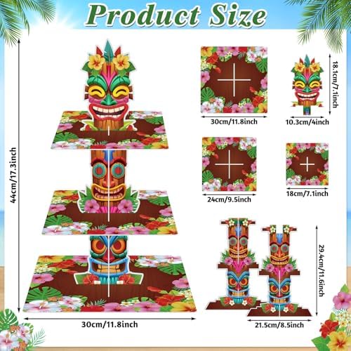 2 Pack Hawaiian Cupcake Stand Hawaiian Party Decorations in Brown, alternate view 3