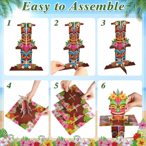 2 Pack Hawaiian Cupcake Stand Hawaiian Party Decorations in Brown, alternate view 5