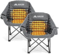2 Pack Heated Camping Chair with 3 Levels Adjustable Temperature, Grey in Grey