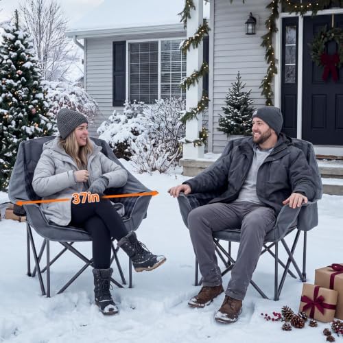 2 Pack Heated Camping Chair with 3 Levels Adjustable Temperature, Grey in Grey, alternate view 2
