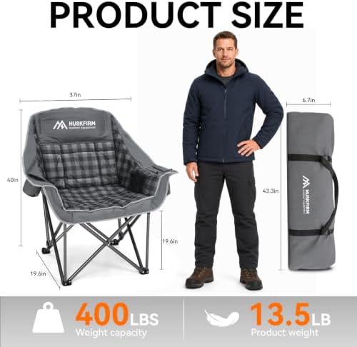 2 Pack Heated Camping Chair with 3 Levels Adjustable Temperature, Grey in Grey, alternate view 3