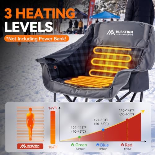 2 Pack Heated Camping Chair with 3 Levels Adjustable Temperature, Grey in Grey, alternate view 4