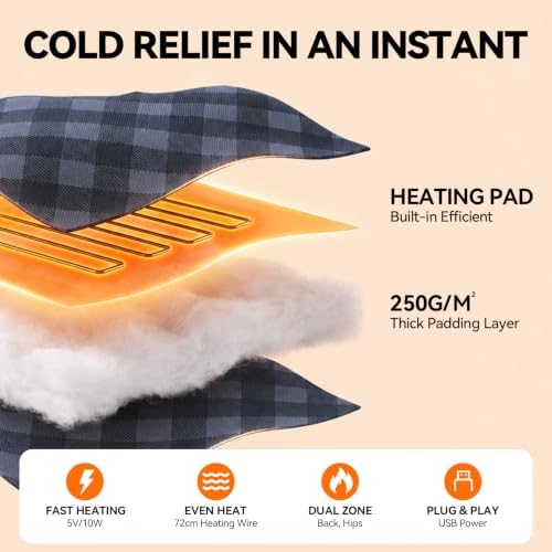 2 Pack Heated Camping Chair with 3 Levels Adjustable Temperature, Grey in Grey, alternate view 5