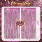 2 Pack Holographic Pink Fringe Backdrop, 3.2x8.2ft Shining Foil Tinsel Curtains, Birthday Party Decorations Door, alternate