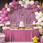 2 Pack Holographic Pink Fringe Backdrop, 3.2x8.2ft Shining Foil Tinsel Curtains, Birthday Party Decorations Door, alternate
