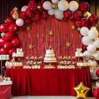 2 Pack Holographic Red Fringe Backdrop, 3.2x8.2ft Shining Foil Tinsel Curtains, Birthday Party Decorations Door, alternate
