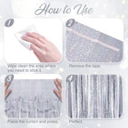 2 Pack Holographic Silver Fringe Backdrop, 3.2x8.2ft Shining Foil Tinsel Curtains, Birthday Party Decorations, alternate view