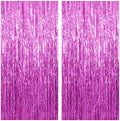 2 Pack Hot Pink Backdrop Curtain Party Streamers Hot Pink Birthday Decorations Foil Fringe Photo Backdrop Party
