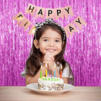 2 Pack Hot Pink Backdrop Curtain Party Streamers Hot Pink Birthday Decorations Foil Fringe Photo Backdrop Party, alternate