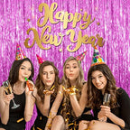 2 Pack Hot Pink Backdrop Curtain Party Streamers Hot Pink Birthday Decorations Foil Fringe Photo Backdrop Party, alternate