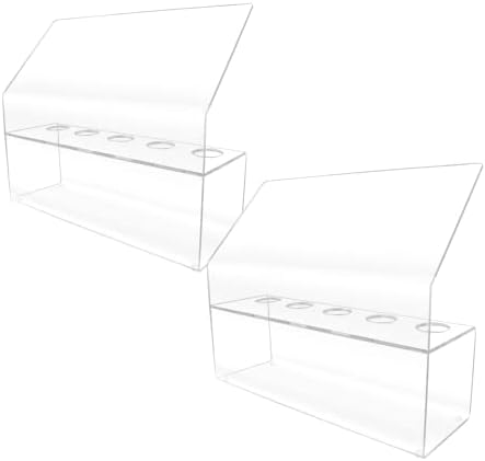 2 Pack Ice Cream Cone Holder 5 Slot Clear Acrylic Countertop Dessert Display with Slanted Sneeze Guard for Ice
