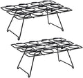 2 Pack Ice Cream Cone Holders Rack with 12 Holes Cake Cone Stand, Black in Black