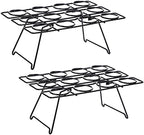 2 Pack Ice Cream Cone Holders Rack with 12 Holes Cake Cone Stand, Black in Black