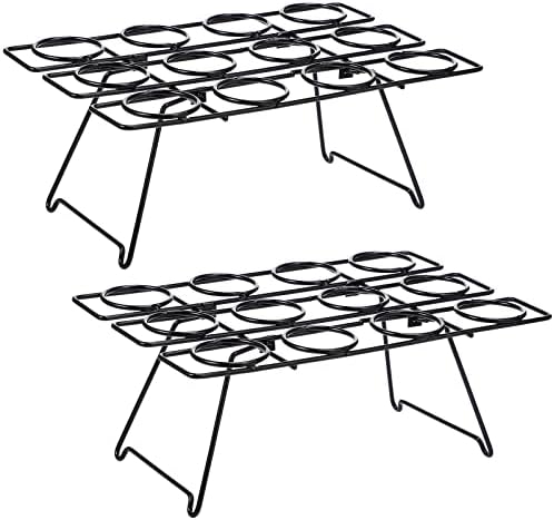 2 Pack Ice Cream Cone Holders Rack with 12 Holes Cake Cone Stand, Black in Black