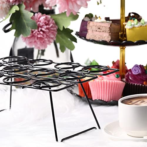 2 Pack Ice Cream Cone Holders Rack with 12 Holes Cake Cone Stand, Black in Black, alternate view 2