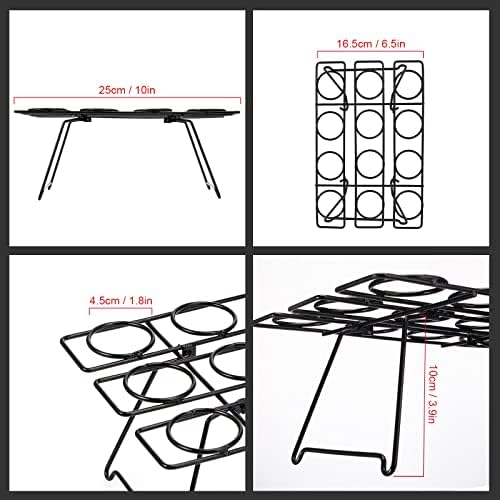 2 Pack Ice Cream Cone Holders Rack with 12 Holes Cake Cone Stand, Black in Black, alternate view 3