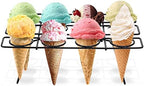 2 Pack Ice Cream Cone Holders Rack with 12 Holes Cake Cone Stand, Black in Black, alternate view 4