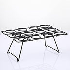 2 Pack Ice Cream Cone Holders Rack with 12 Holes Cake Cone Stand, Black in Black, alternate view 5