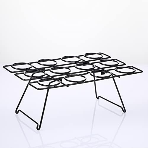 2 Pack Ice Cream Cone Holders Rack with 12 Holes Cake Cone Stand, Black in Black, alternate view 5