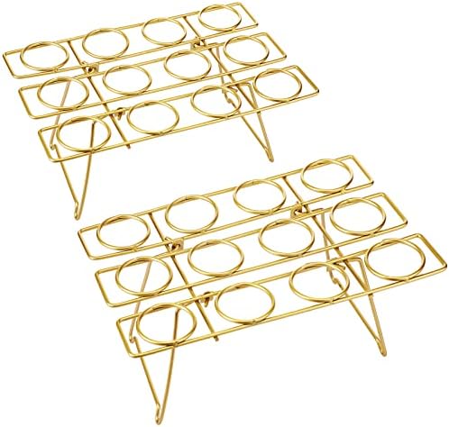 2 Pack Ice Cream Cone Holders Rack with 12 Holes Cake Cone Stand, Gold in Gold