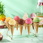 2 Pack Ice Cream Cone Holders Rack with 12 Holes Cake Cone Stand, Gold in Gold, alternate view 2