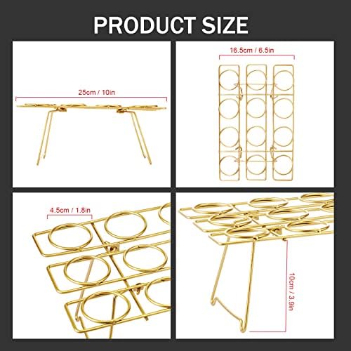 2 Pack Ice Cream Cone Holders Rack with 12 Holes Cake Cone Stand, Gold in Gold, alternate view 3