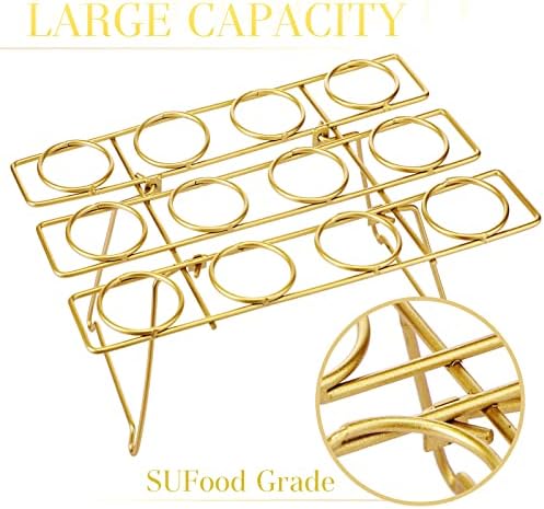 2 Pack Ice Cream Cone Holders Rack with 12 Holes Cake Cone Stand, Gold in Gold, alternate view 5