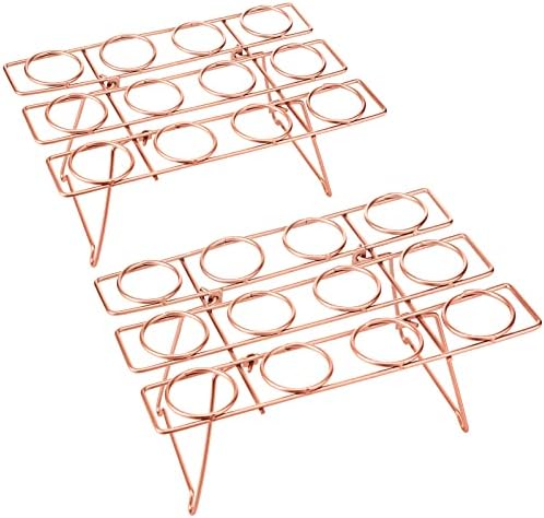 2 Pack Ice Cream Cone Holders Rack with 12 Holes Cake Cone Stand, Rose Gold in Rose Gold