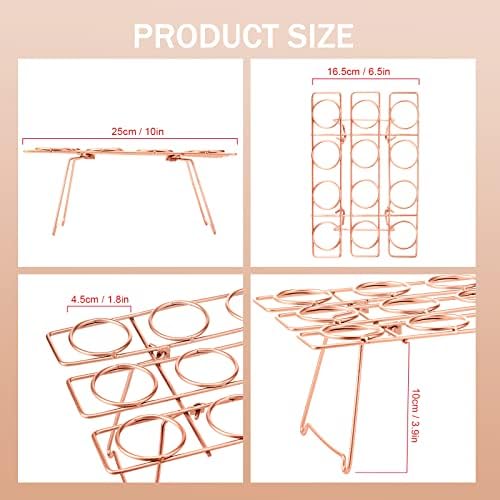 2 Pack Ice Cream Cone Holders Rack with 12 Holes Cake Cone Stand, Rose Gold in Rose Gold, alternate view 3