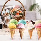 2 Pack Ice Cream Cone Holders Rack with 12 Holes Cake Cone Stand, Rose Gold in Rose Gold, alternate view 6