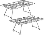 2 Pack Ice Cream Cone Holders Rack with 12 Holes Cake Cone Stand, Silver in Silver
