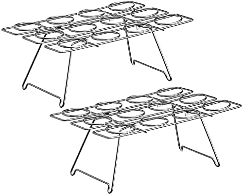 2 Pack Ice Cream Cone Holders Rack with 12 Holes Cake Cone Stand, Silver in Silver