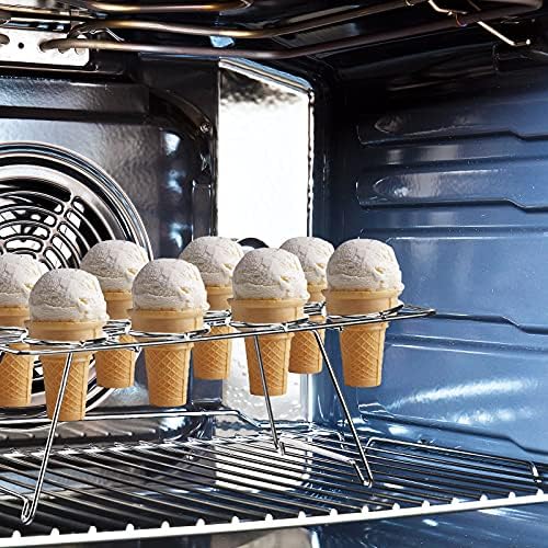2 Pack Ice Cream Cone Holders Rack with 12 Holes Cake Cone Stand, Silver in Silver, alternate view 5