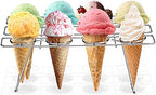 2 Pack Ice Cream Cone Holders Rack with 12 Holes Cake Cone Stand, Silver in Silver, alternate view 6