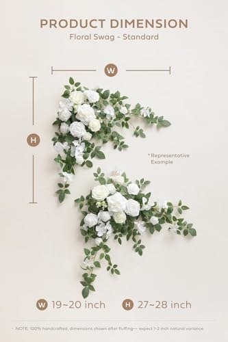 2 Pack Ivory Floral Garland Wedding Arch Flowers, alternate view 2