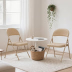 2 Pack Khaki Padded Folding Chairs with Metal Frame, alternate view 2