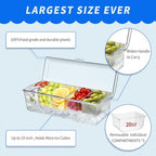 2 Pack Large Ice Chilled Condiment Caddy, Condiment Containers with Lids in Large in Clear, alternate view 3
