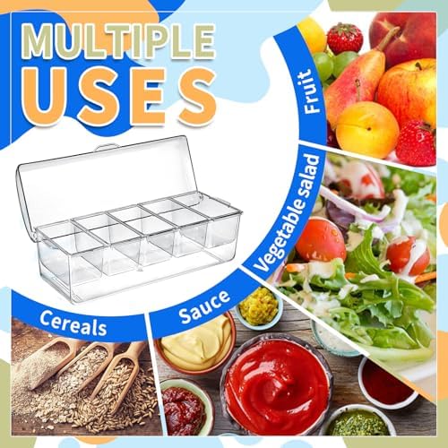 2 Pack Large Ice Chilled Condiment Caddy, Condiment Containers with Lids in Large in Clear, alternate view 4