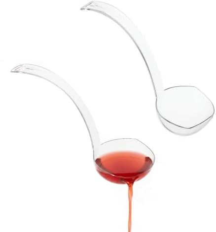 2-Pack Large Plastic Punch Ladle with Pour Spout (5 oz) - Clear Long Handle Ladle for Punch, Juice, Gravy Soup