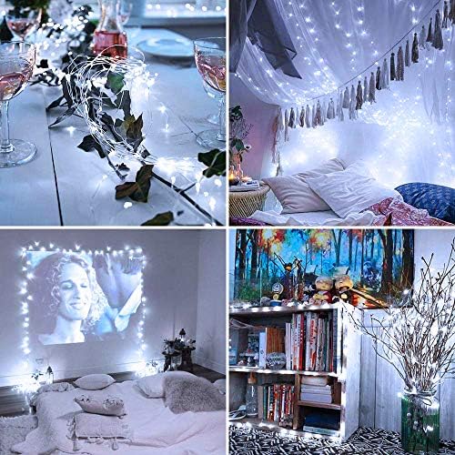 2 Pack LED Fairy Lights Battery Operated 20FT 60 LEDs Silver Wire String Lights Twinkle Lights Starry Fairy, alternate view 6