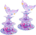 2 Pack Mermaid 3 Tier Cardboard Cupcake Stand Dessert Display Holder in 7Inch in Mermaid-2PCS