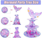 2 Pack Mermaid 3 Tier Cardboard Cupcake Stand Dessert Display Holder in 7Inch in Mermaid-2PCS, alternate view 3