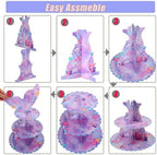 2 Pack Mermaid 3 Tier Cardboard Cupcake Stand Dessert Display Holder in 7Inch in Mermaid-2PCS, alternate view 5