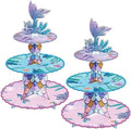 2 Pack Mermaid Cupcake Stand Birthday Party Decorations Under The Sea Favor in Colorful