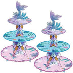 2 Pack Mermaid Cupcake Stand Birthday Party Decorations Under The Sea Favor in Colorful