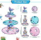 2 Pack Mermaid Cupcake Stand Birthday Party Decorations Under The Sea Favor in Colorful, alternate view 3