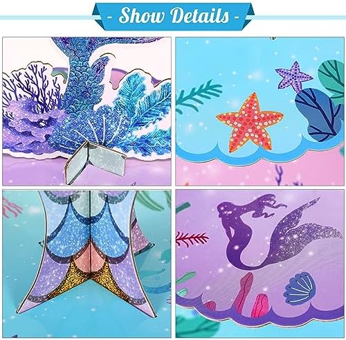 2 Pack Mermaid Cupcake Stand Birthday Party Decorations Under The Sea Favor in Colorful, alternate view 6