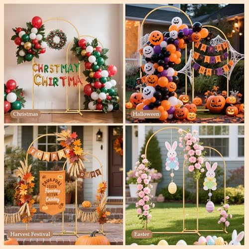 2 Pack Metal Arch Backdrop Stand(7.2 ft, 6.6 ft) Balloon Arbor Frame, alternate view 3