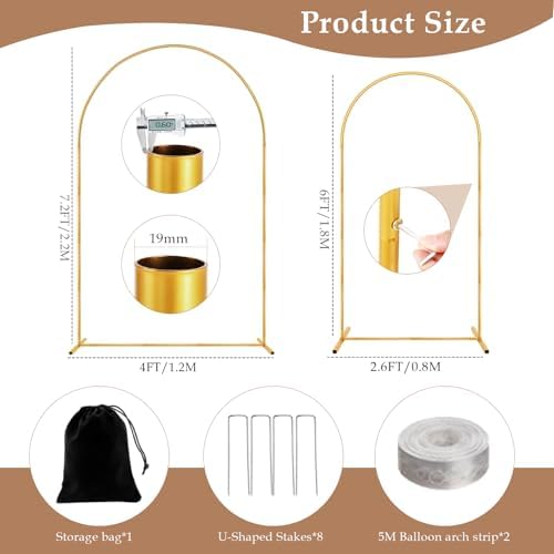 2 Pack Metal Arch Backdrop Stand(7.2 ft, 6.6 ft) Balloon Arbor Frame, alternate view 4
