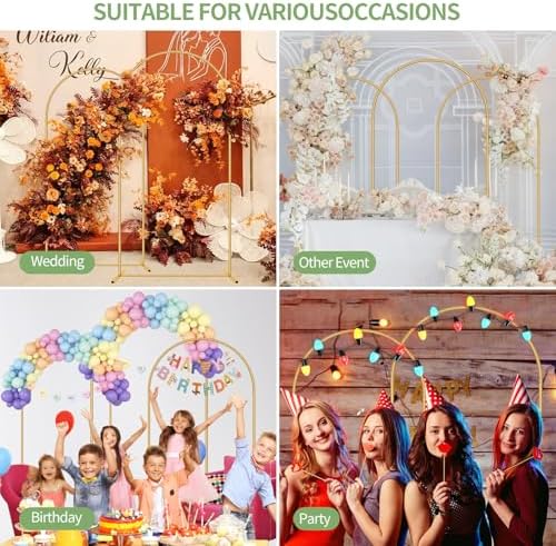 2 Pack Metal Arch Backdrop Stand 7.2FT, 6FT Wedding Balloon Floral Frame, alternate view 5